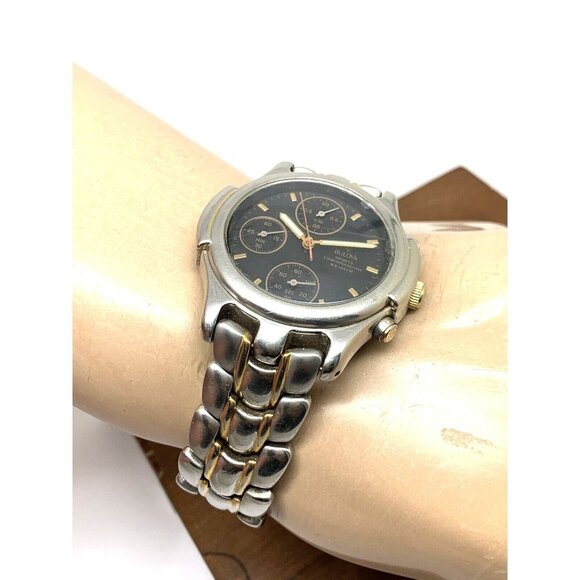 Bulova Men's Watch WM359 Sports Quartz Black Dial Two Tone Stainless Ste… - Picture 5 of 14